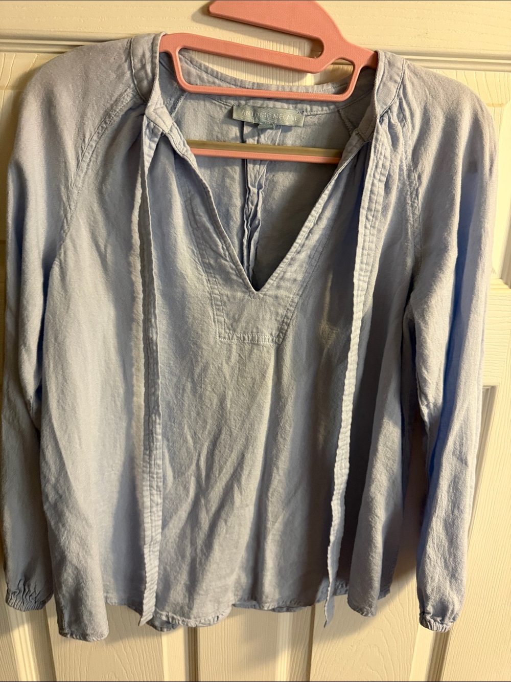 ANTONIO MELANI Pale Blue V-Neck Tie-Front Tunic